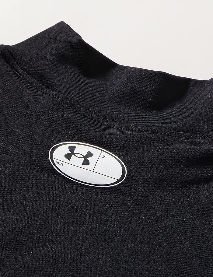 Under Armour Boys' HeatGear Armour Mock Long Sleeve, Black (001)/White, Youth Large
