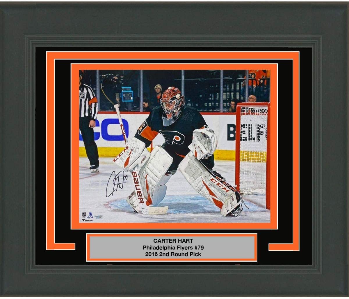 Framed Autographed/Signed Carter Hart Philadelphia Flyers 16x20 Hockey Photo Fanatics COA