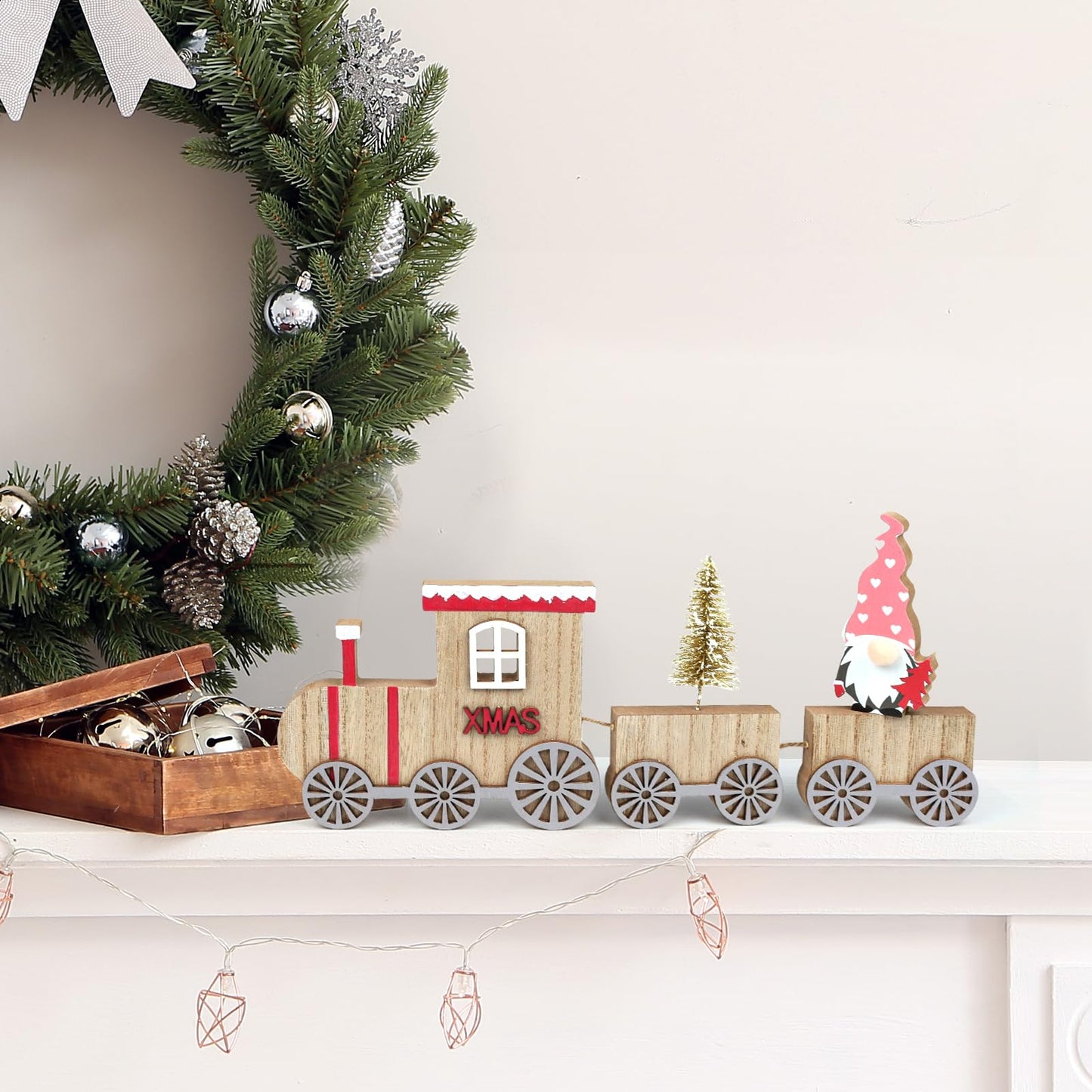 Wooden Christmas Table Train for Coffee Table, Shelf, or Mantel - Indoor Decor