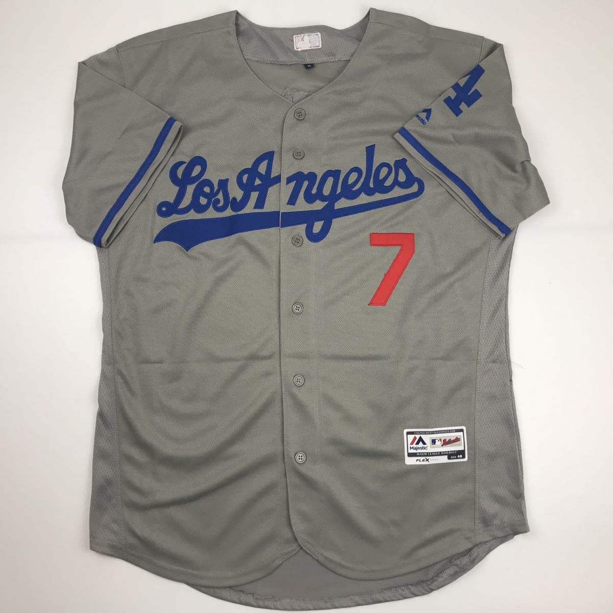 Autographed/Signed Julio Urias MLB Debut Los Angeles LA Grey Baseball Jersey PSA/DNA COA