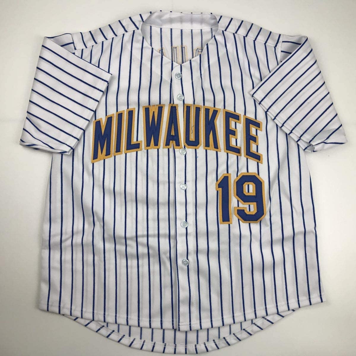 Autographed/Signed Robin Yount HOF 97 Milwaukee Pinstripe Baseball Jersey JSA COA
