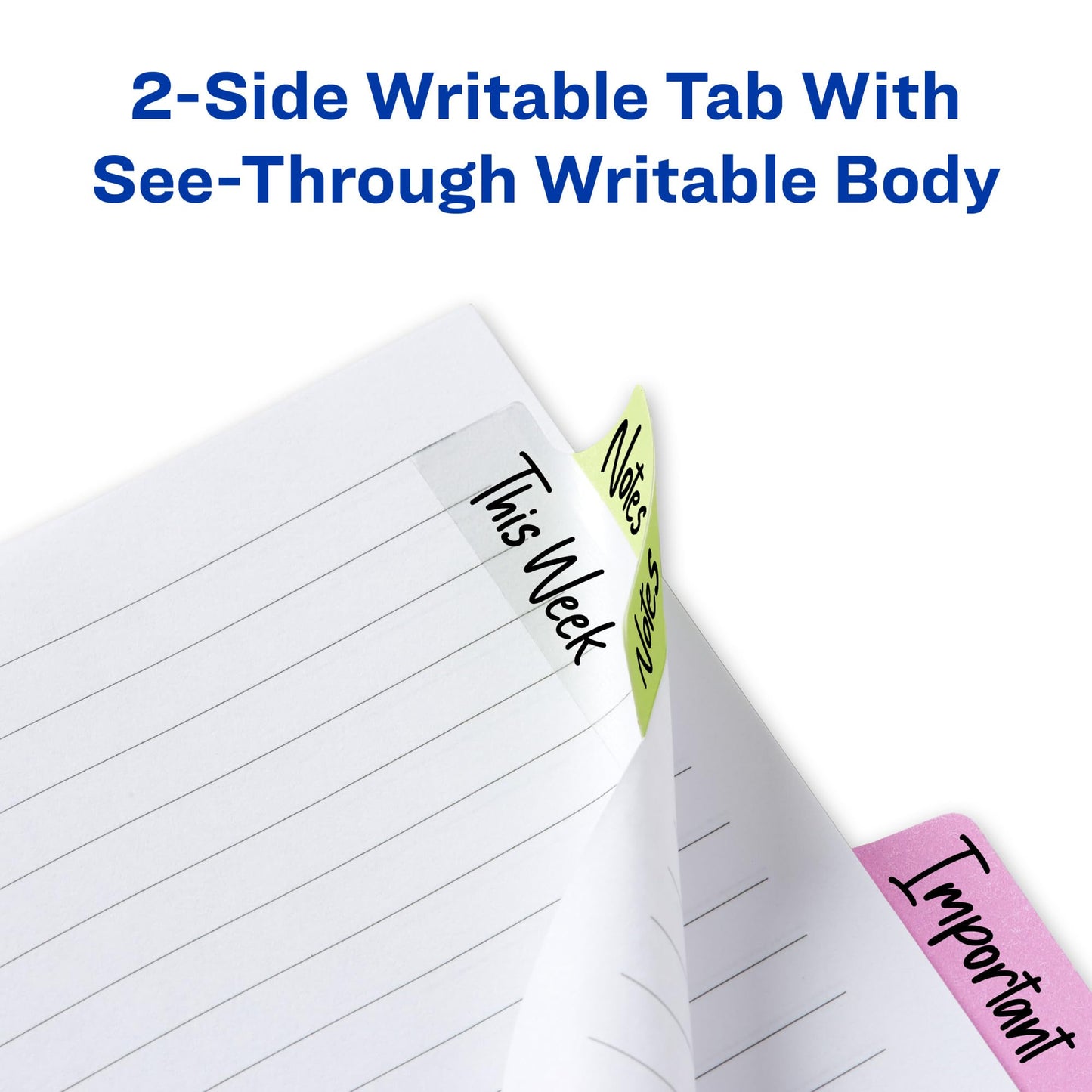 24pc Avery Margin Repositionable Tabs, 2.5x1", 2-Side Writable, Pastel Colors