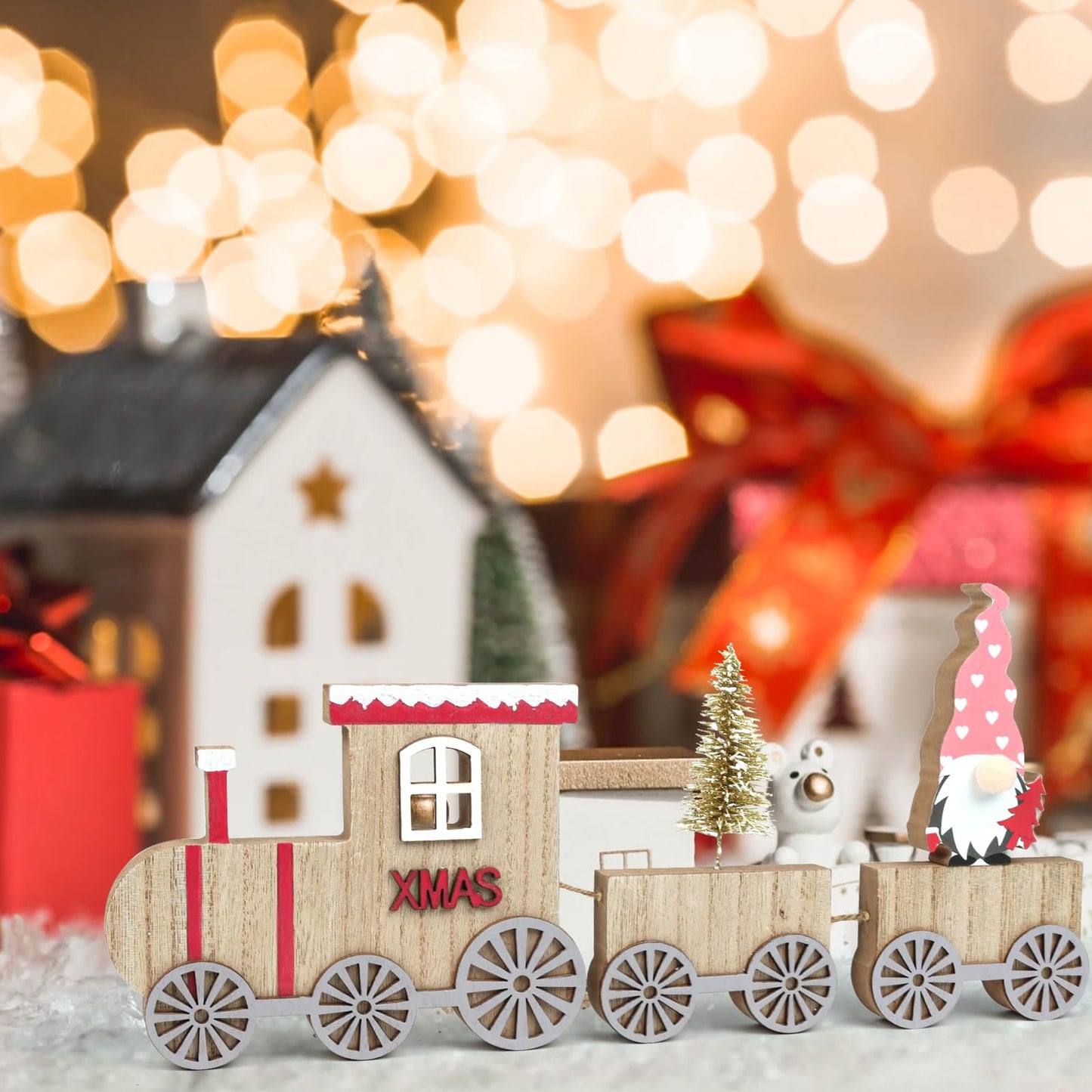Wooden Christmas Table Train for Coffee Table, Shelf, or Mantel - Indoor Decor