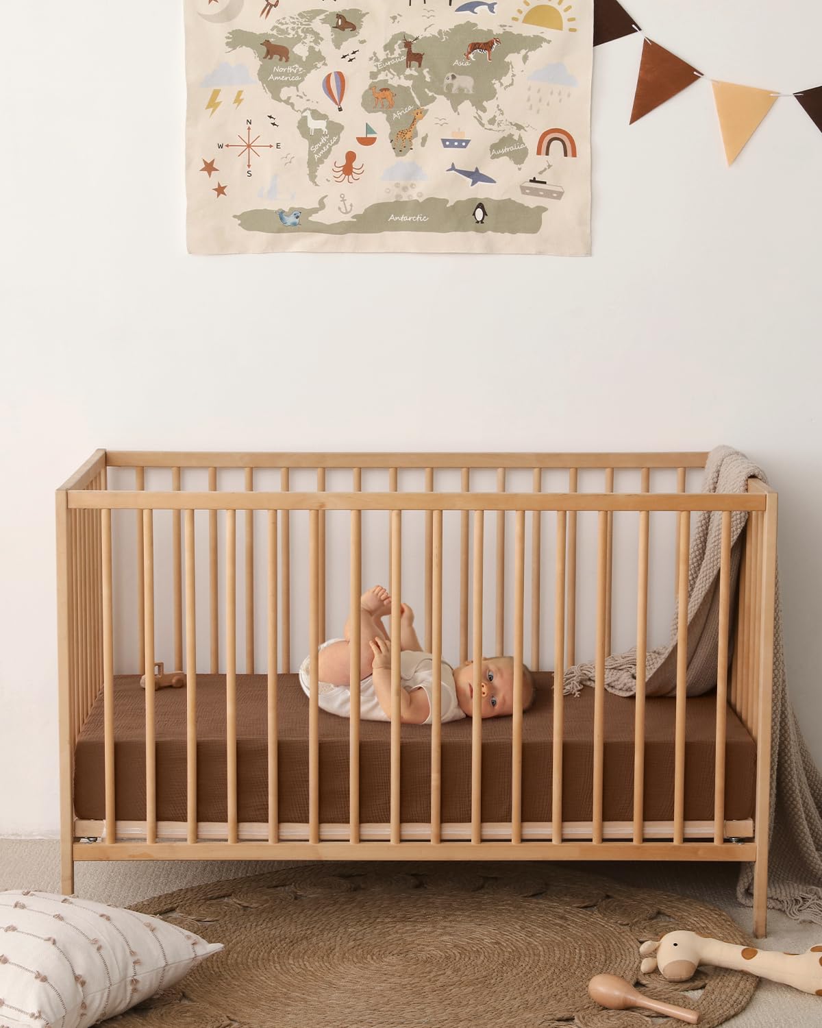 Blissful Diary Muslin Crib Sheets Boho Neutral Soft Cotton Baby 52''x28'' 2Pack