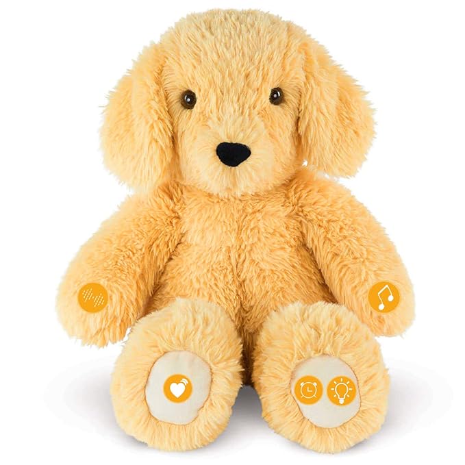 BEREST Baby Cry Sensor Sleepy Dog Sleep Soother Sleeping Aid White Noise Infant Stuffed Animal Puppy Dog Toy, Nursery Decor with Night Light, Mom_ÑÉs Heartbeat 9 Sounds Therapy for Toddler Crib