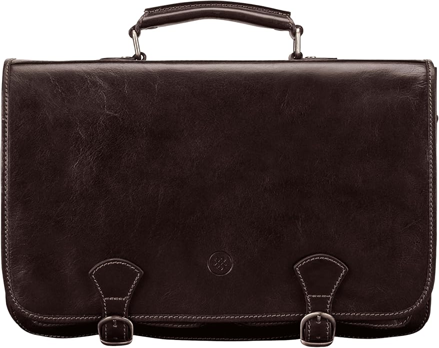Maxwell Scott - Mens Luxury Leather Full Grain Satchel Briefcase Bag - 2 Section for Laptop - Handmade In Italy- The Jesolo2