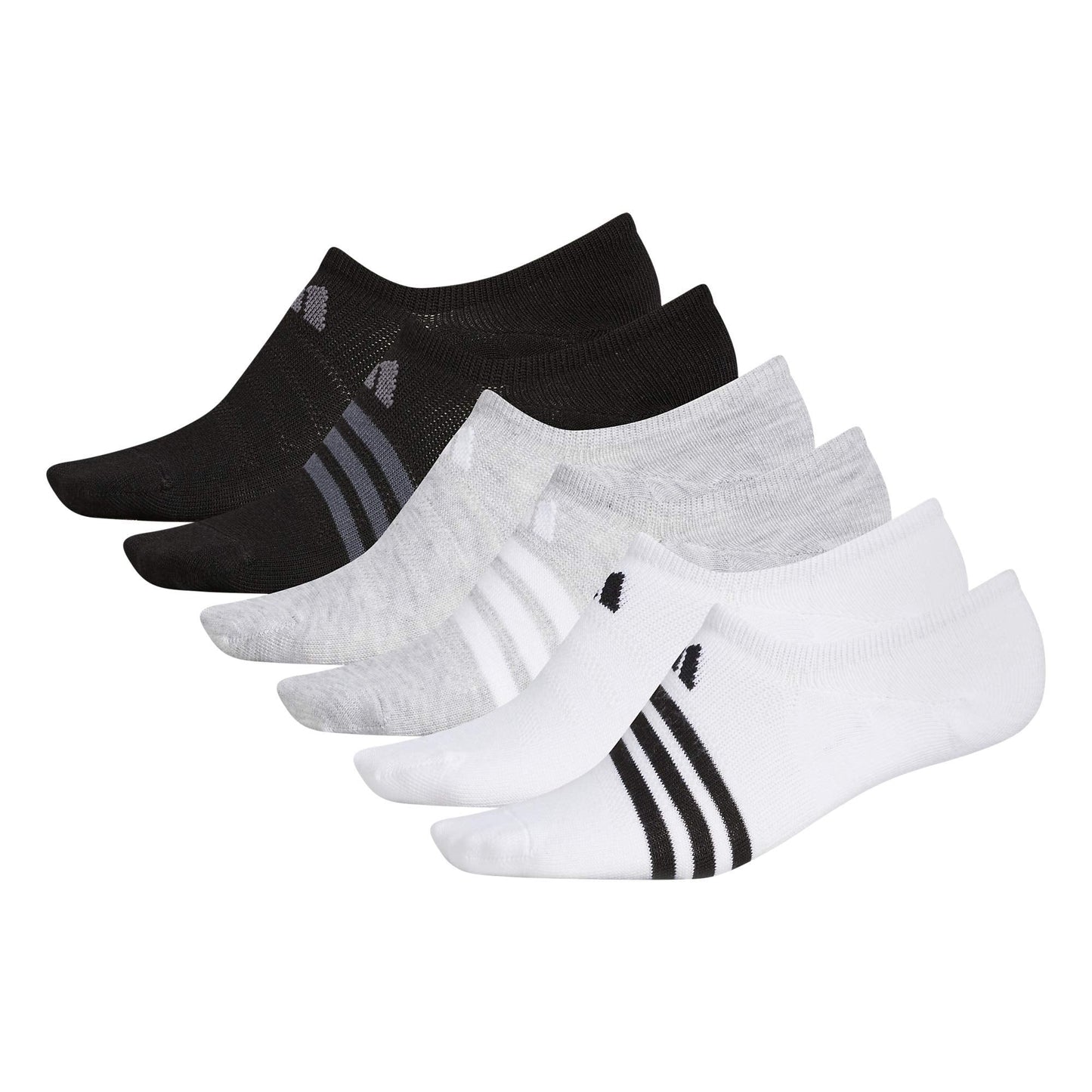 adidas Women's Superlite Super No Show Socks (6-pair), White/Cool Light Heather/Black, Medium