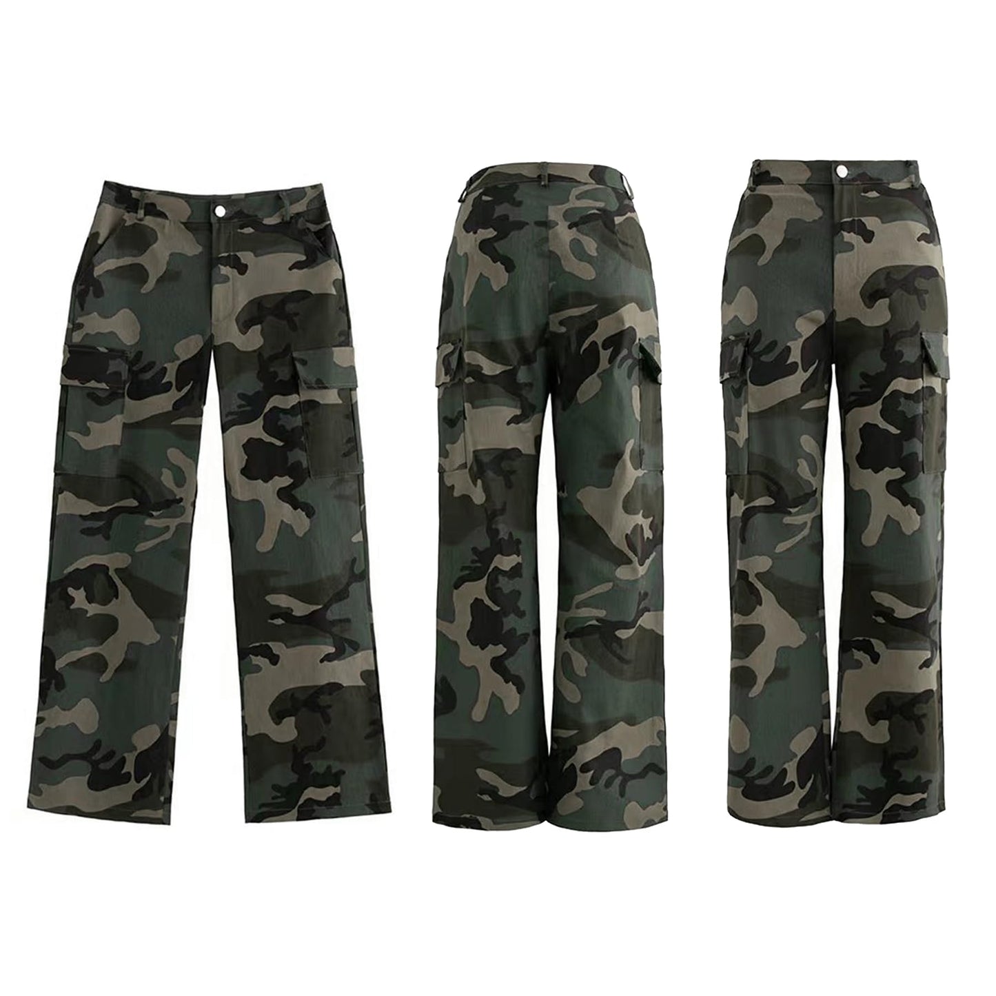 Women's Camo Cargo Pants High Waist Camouflage Casual Long Skinny Joggers with Pockets