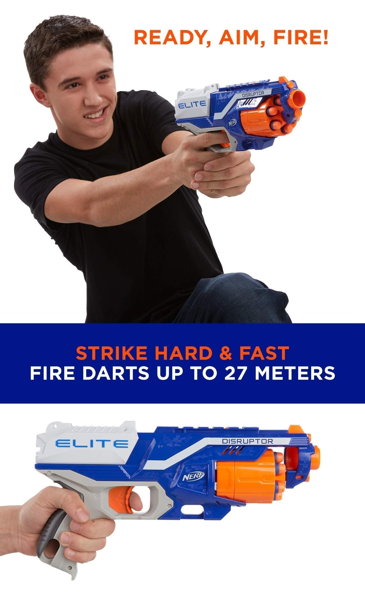 Nerf Disruptor Elite Dart Blaster with 6 Official Nerf Elite Darts