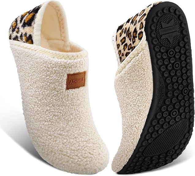 ATHMILE House Slippers for Women Men Indoor Barefoot Slippers Socks Furry Slip on House Shoes Cozy Comfy Slippers for Home Bedroom Travel Yoga