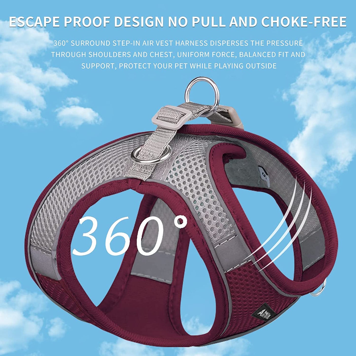 AIITLE Step in Dog Harness and Leash Set - Dog Vest Harness with Super Breathable Mesh, Reflective No-Pull Pet Harness for Outdoor Walking, Training for Small Dogs, Cats Pink XXS