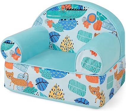 Costzon Kids Couch, Children's Sofa Armchair with Washable Velvet Cover & Soft Sponge Filling, Upholstered Sofa Chair for Boys Girls Aged 1-3, Bedroom Playroom Gift Presents, Toddler Couch (Leaf)