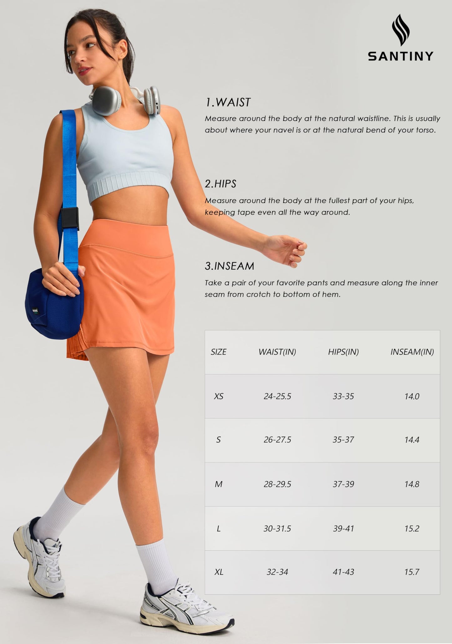 SANTINY Women's Pleated Tennis Skirt High Waited Athletic Skirts with Pockets Tummy Control Golf Skorts for Woman (Deepblue_M)