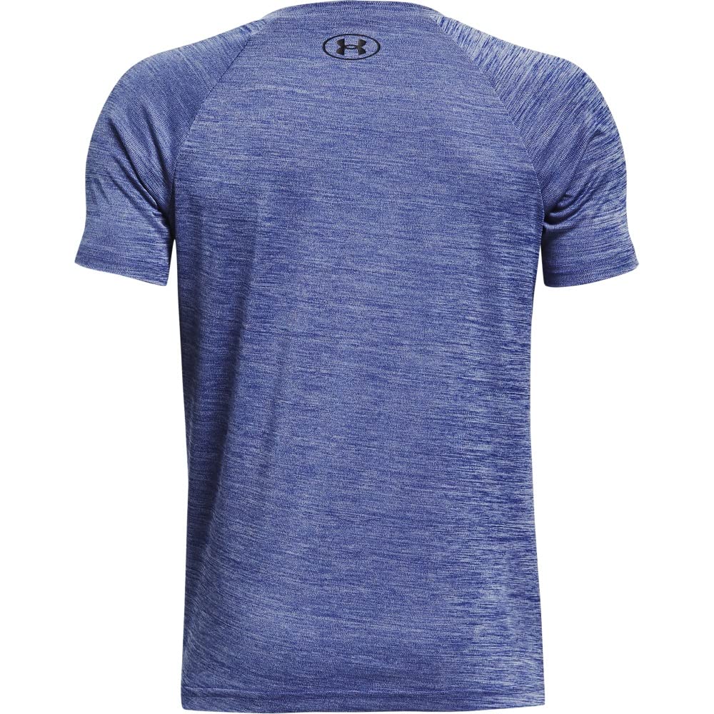 Under Armour boys Tech Split Logo Hybrid Short-Sleeve T-Shirt , Royal Blue (400)/Black , Youth X-Small