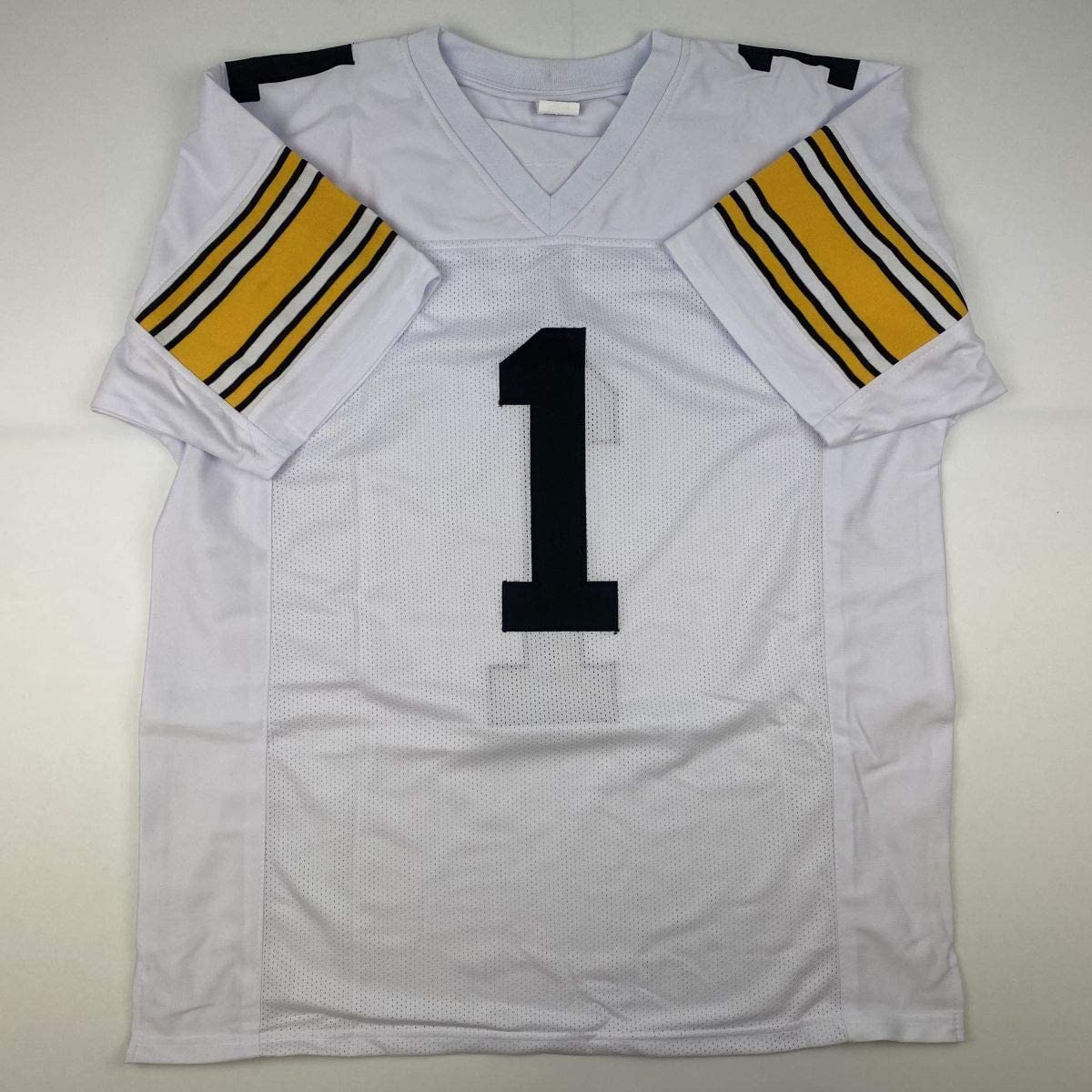 Autographed/Signed Ben Roethlisberger #1 Pittsburgh White Football Jersey Steiner Sports COA Holo Only