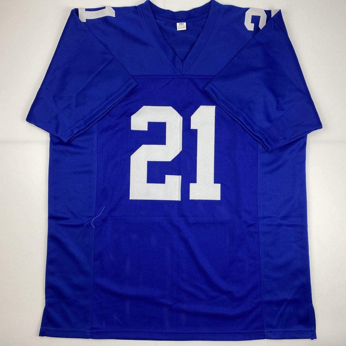 Autographed/Signed Jabrill Peppers New York Blue Football Jersey JSA COA