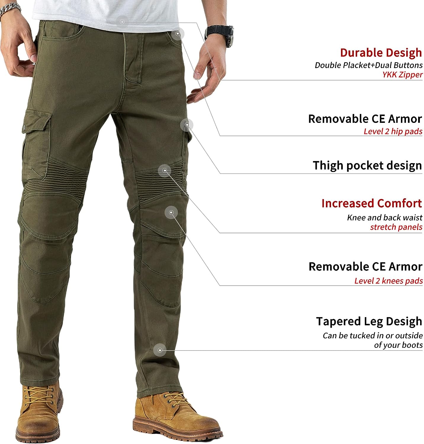 CTBQiTom Motorcycle Pants for Men Motocross Riding Pants Motorbike Riding Denim Jeans Adventure Trousers with CE Armor