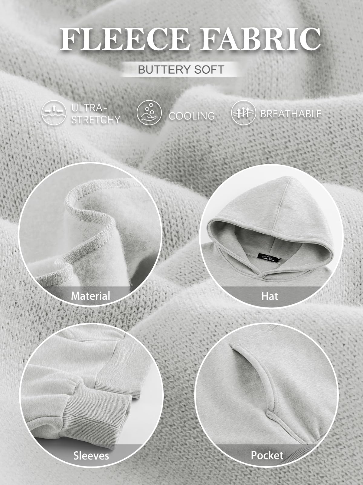 Trendy Queen Hoodies for Women Oversized Sweatshirts Cute Long Sleeve Shirts Sweaters Fleece Loose Fit Casual Pullover Fall Clothes Winter Outfits Y2k Fashion 2023 Grey