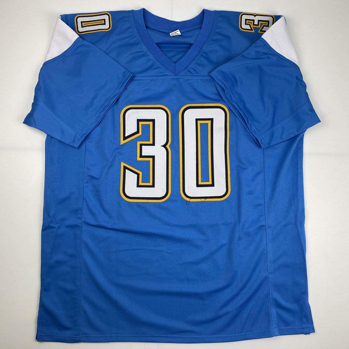 Autographed/Signed Austin Ekeler Los Angeles LA Powder Blue Football Jersey Beckett BAS COA