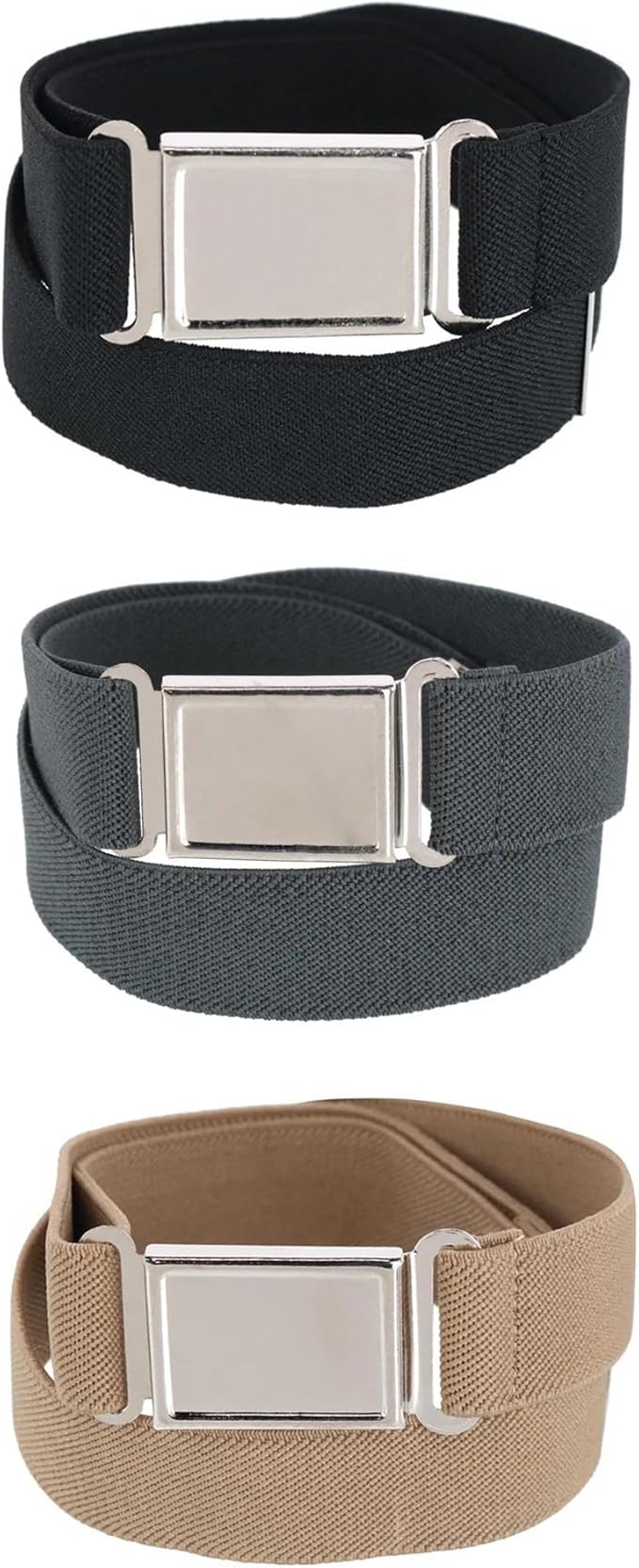CTMå¨ Kids' Adjustable Elastic Belt with Magnetic Buckle (Pack of 3 Colors)