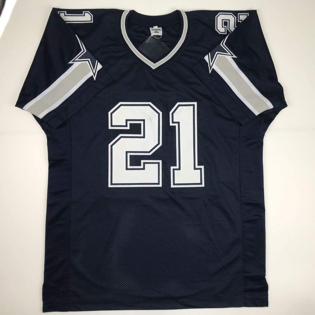 Autographed/Signed Ezekiel Elliott Dallas Dark Blue Football Jersey PSA/DNA COA