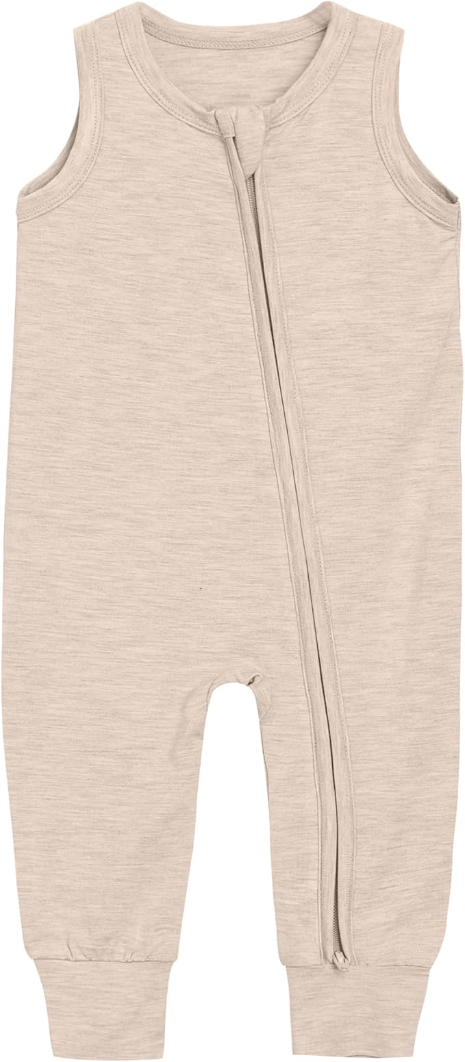 Baby Footies Summer Sleeveless 2 Way Zipper Rompers Infant Toddler Pajamas Romper Outfits- Viscose from Bamboo