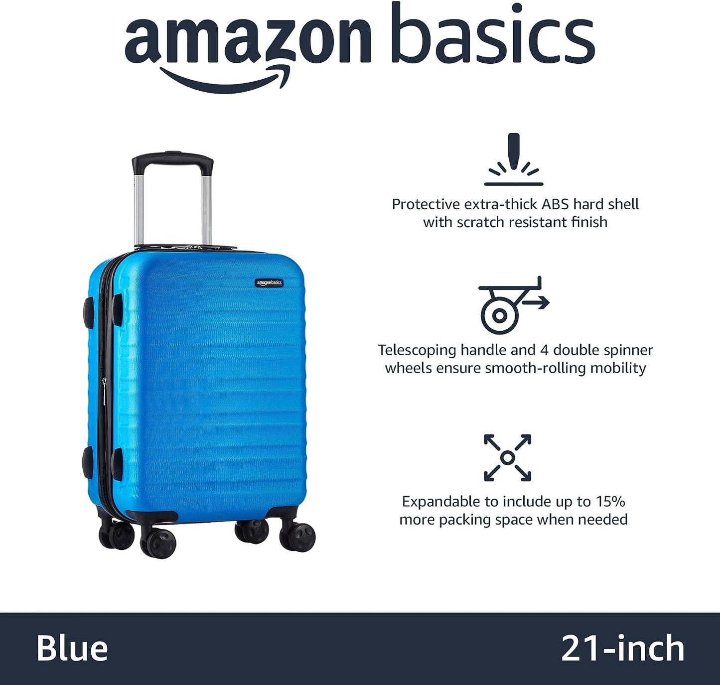 Amazon Basics 2-Piece Set Hardside Spinner, Black