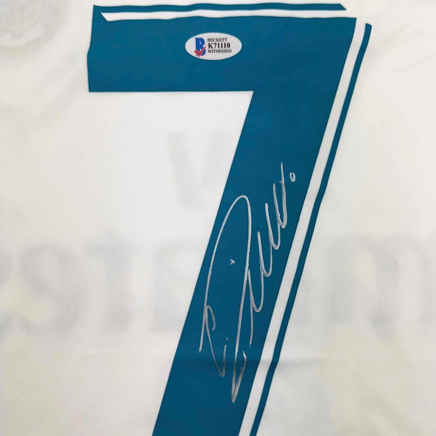 Framed Autographed/Signed Cristiano Ronaldo 35x39 Real Madrid White Soccer Jersey Beckett BAS COA