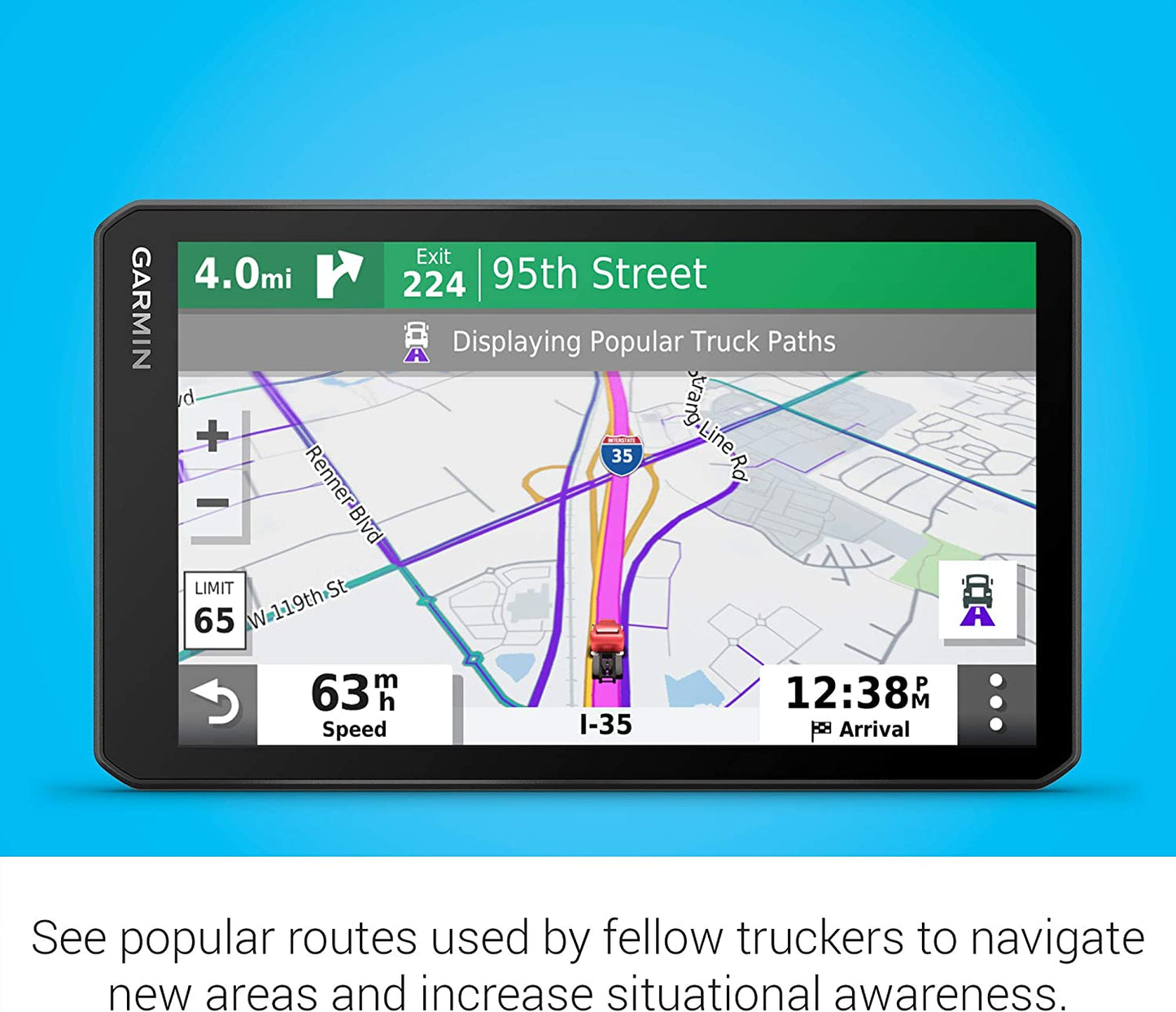 Garmin 010-02313-00 dezl OTR700, 7-inch GPS Truck Navigator, Easy-to-read Touchscreen Display, Custom Truck Routing and Load-to-dock Guidance