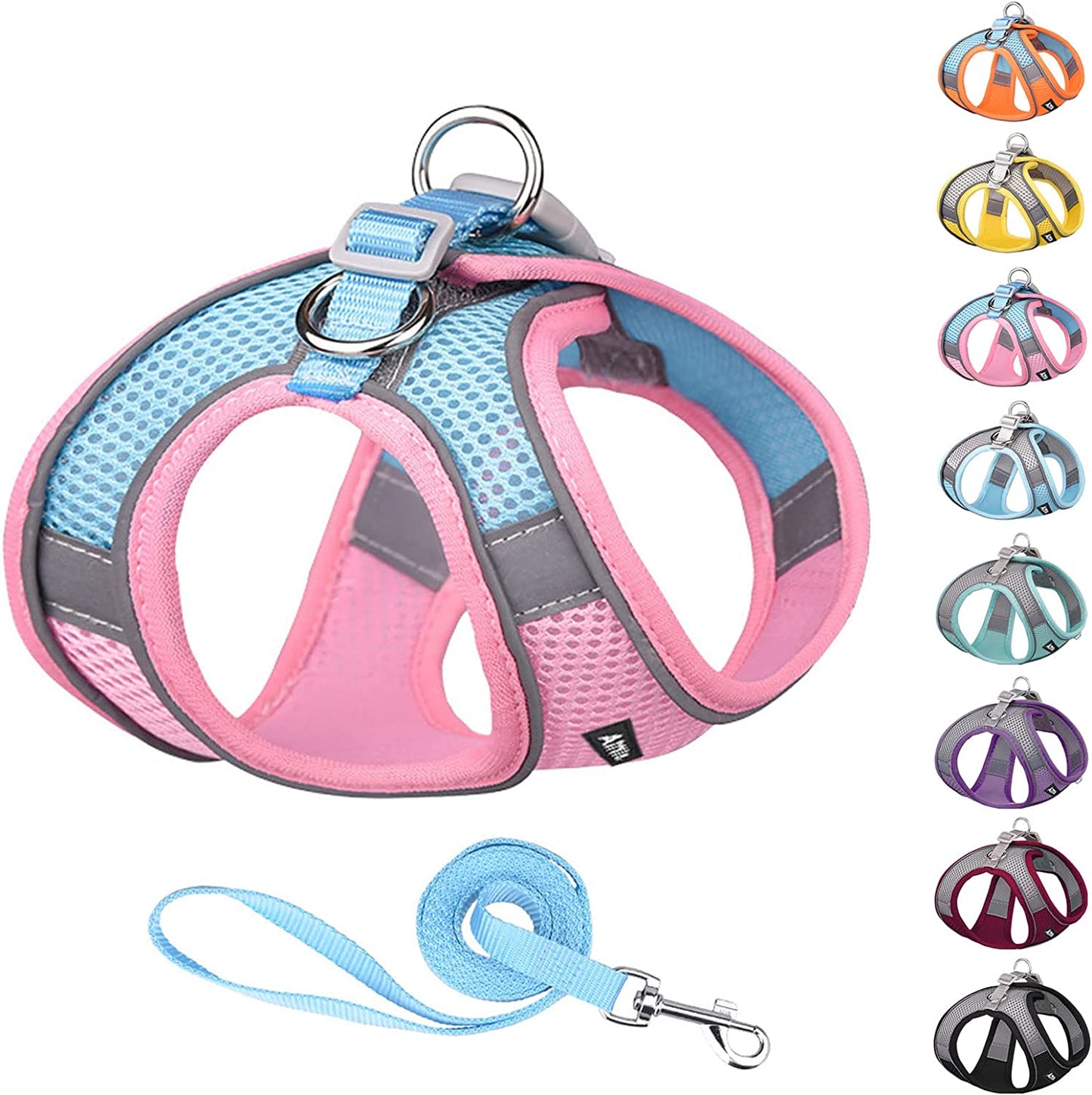 AIITLE Step in Dog Harness and Leash Set - Dog Vest Harness with Super Breathable Mesh, Reflective No-Pull Pet Harness for Outdoor Walking, Training for Small Dogs, Cats Pink XXS