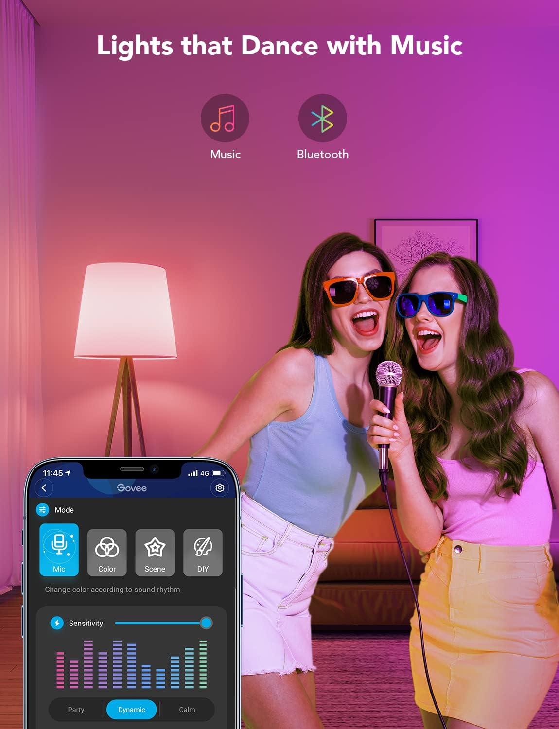 Govee Smart Light Bulbs, WiFi and Bluetooth Light Bulbs, Music Sync and 54 Scene Modes, 9W 60W Equivalent WiFi Light Bulbs, Color Changing RGBWW Light Bulbs, Supports Alexa & Google Assistant, 6 Pack