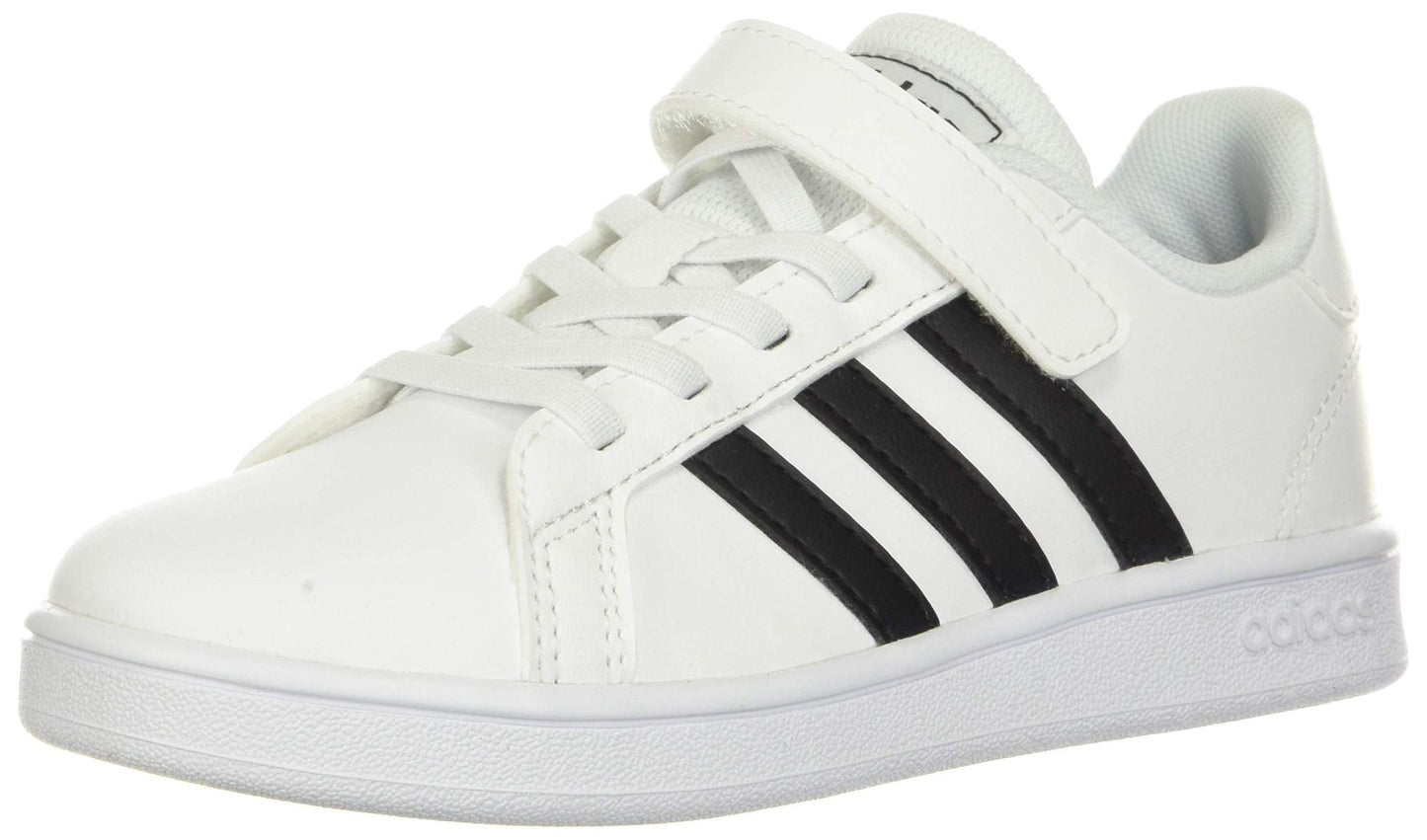 adidas unisex child Grand Court - Kids Sneaker, White/Black/White, 13.5 Little Kid US