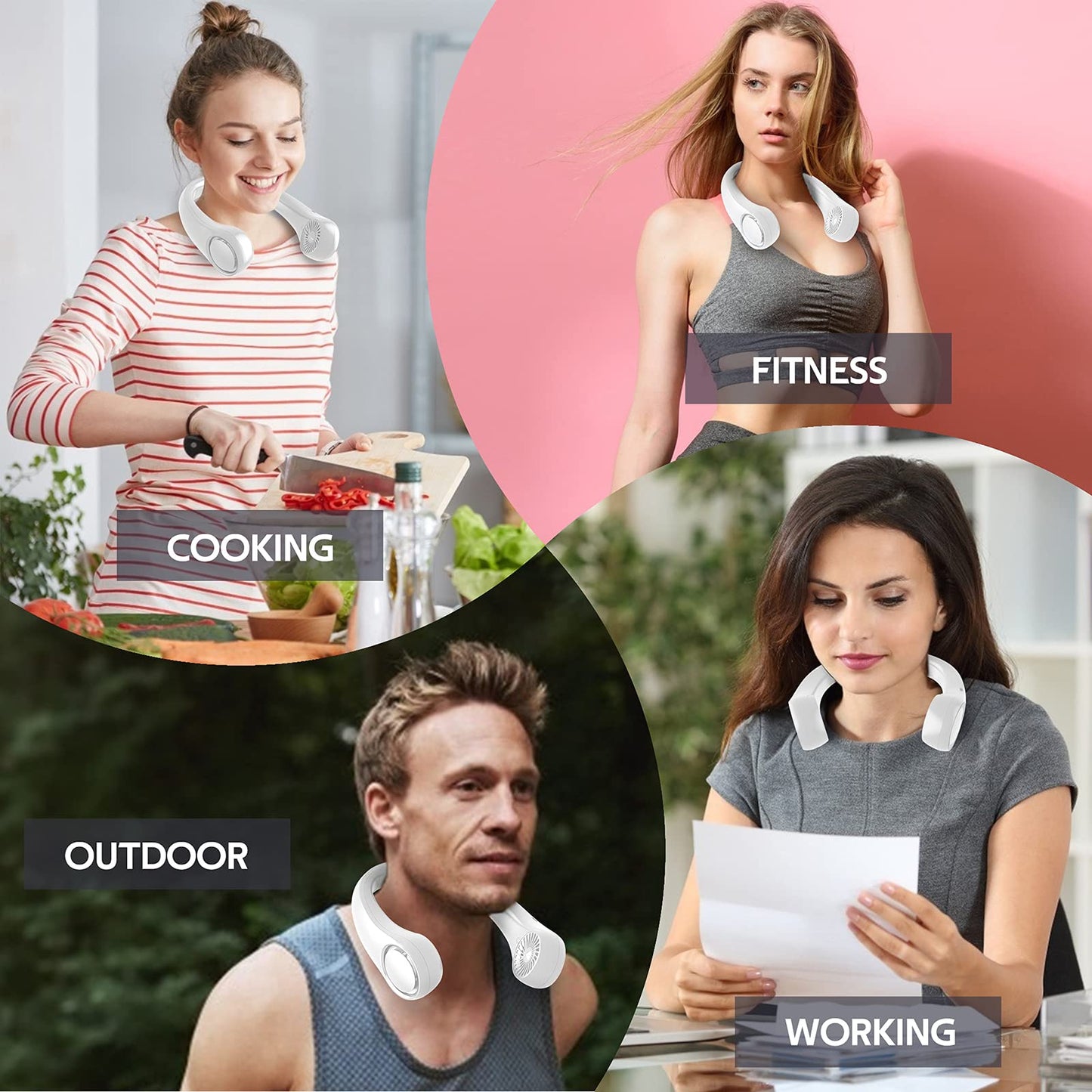 Personal Bladeless Fan - 3-16 Running Hours, 4000mAh Battery, Green Camouflage