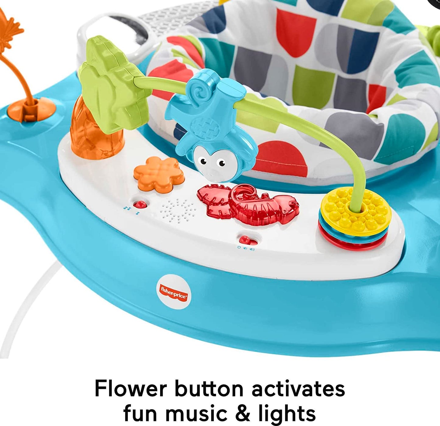 Fisher-Price Baby Bouncer Animal Activity Jumperoo With Music Lights Sounds And Developmental Toys For Infants