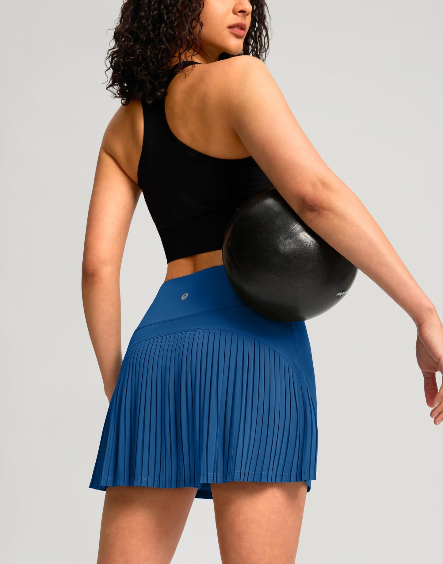 SANTINY Women's Pleated Tennis Skirt High Waited Athletic Skirts with Pockets Tummy Control Golf Skorts for Woman (Deepblue_M)