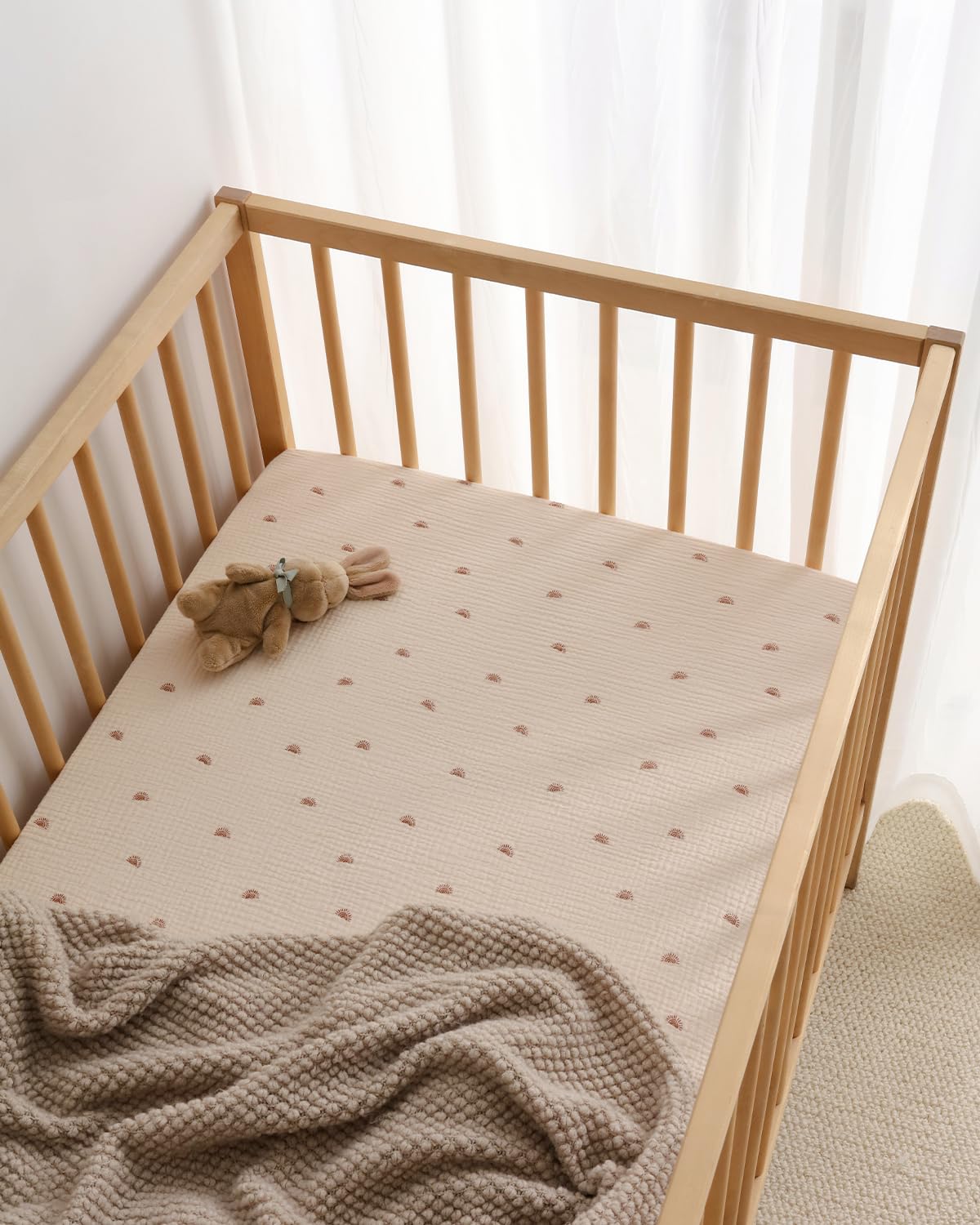 Blissful Diary Muslin Crib Sheets Boho Neutral Soft Cotton Baby 52''x28'' 2Pack