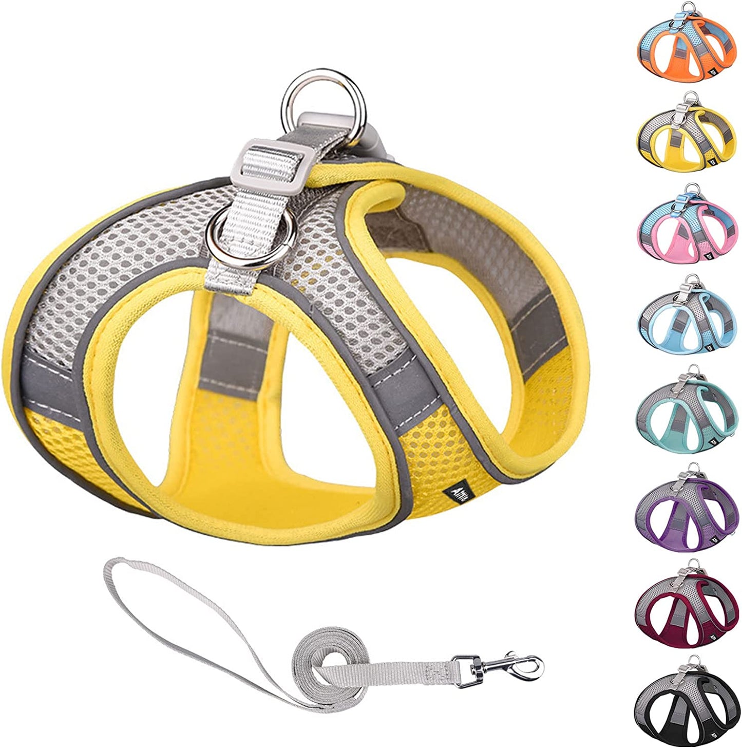 AIITLE Step in Dog Harness and Leash Set - Dog Vest Harness with Super Breathable Mesh, Reflective No-Pull Pet Harness for Outdoor Walking, Training for Small Dogs, Cats Pink XXS