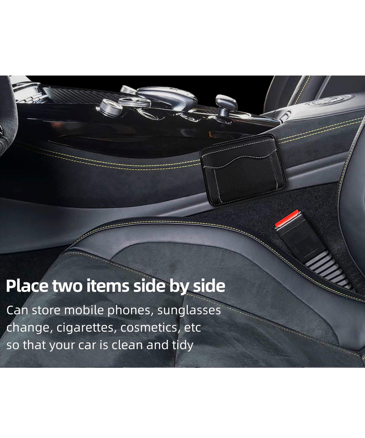 Car Seat Side Pocket Organizer PU Leather Pen Phone Sunglasses Holder Tray Pouch