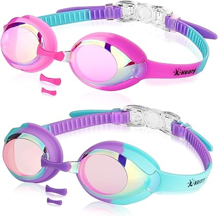 Keary Kids Swim Goggles for Toddler Kids Youth(3-12), Anti-Fog Waterproof Anti-UV Clear Vision Water Pool Goggles