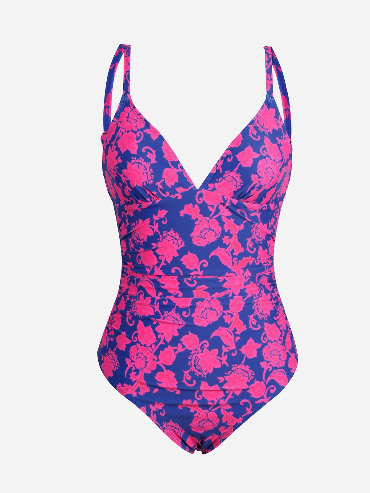 CUPSHE Women's One Piece Swimsuit Tummy Control V Neck Ruched Bathing Suits, M