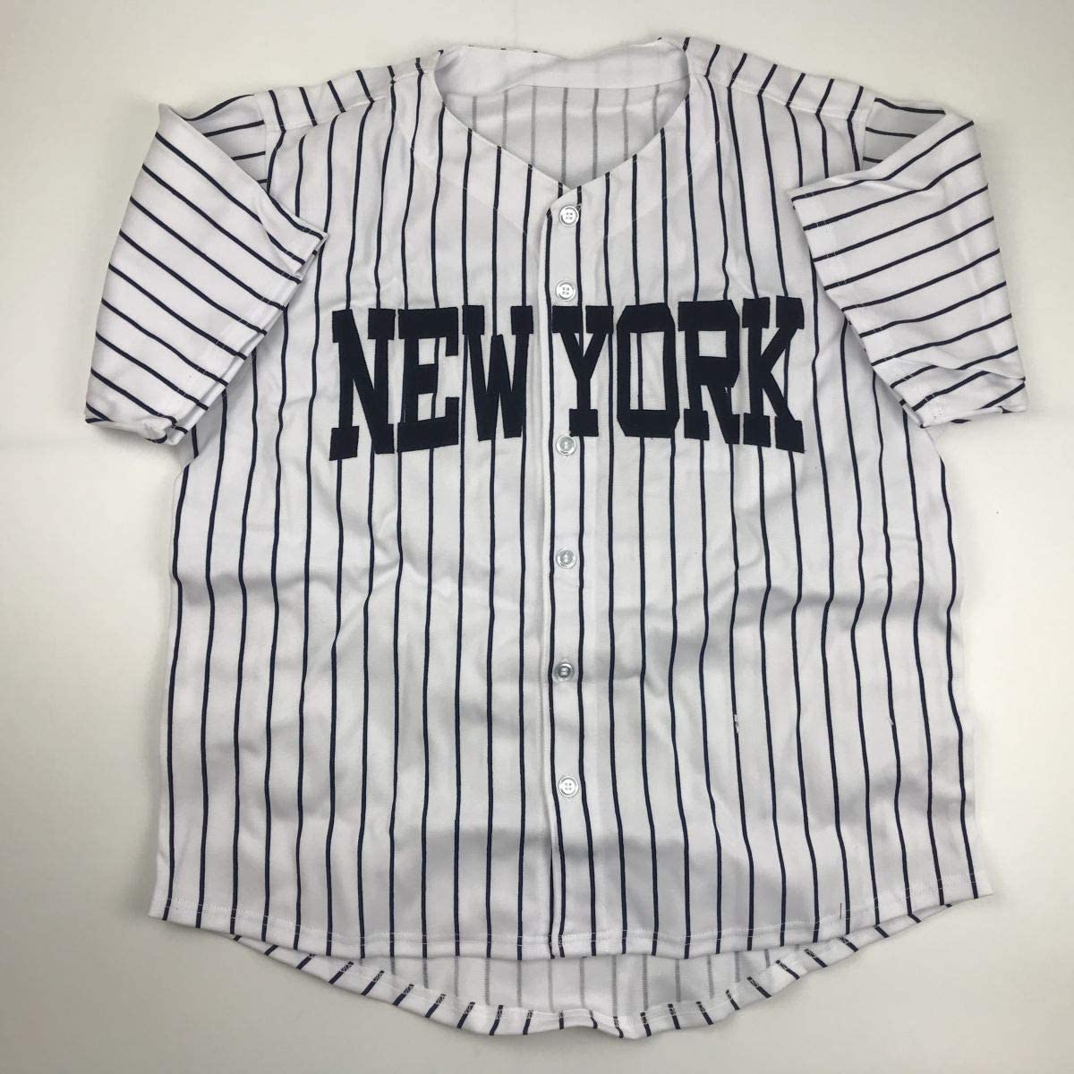 Autographed/Signed Domingo German New York Pinstripe Baseball Jersey JSA COA