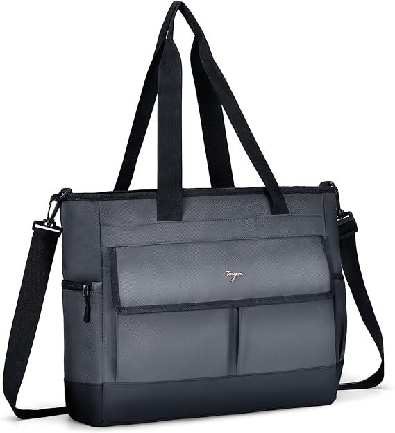 Tote Bag for Women Men Travel - 15.6'' Laptop Tote Bags with Zipper Waterproof Shoulder Crossbody Bag for College Work Business