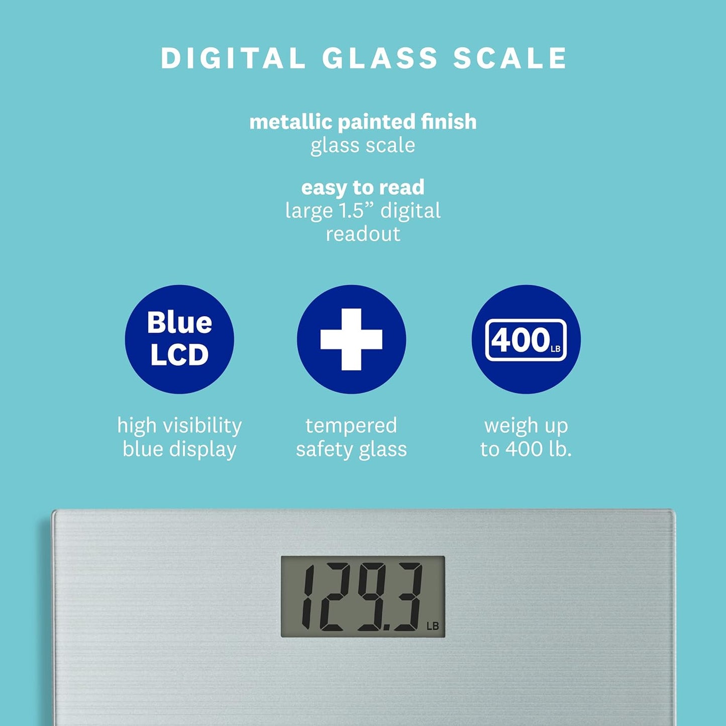 Weight Watchers Scales by Conair Bathroom Scale for Body Weight, Easy To Read Scale, Glass Body Scale Measures Weight Up to 400 Lbs. in Chic Glass