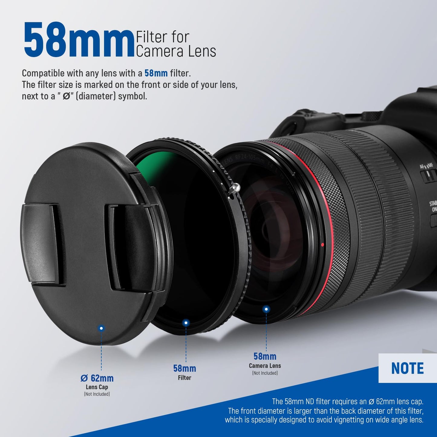 NEEWER 2 in 1 58mm Variable ND Filter ND2-ND32&CPL Circular Polarizer Filter