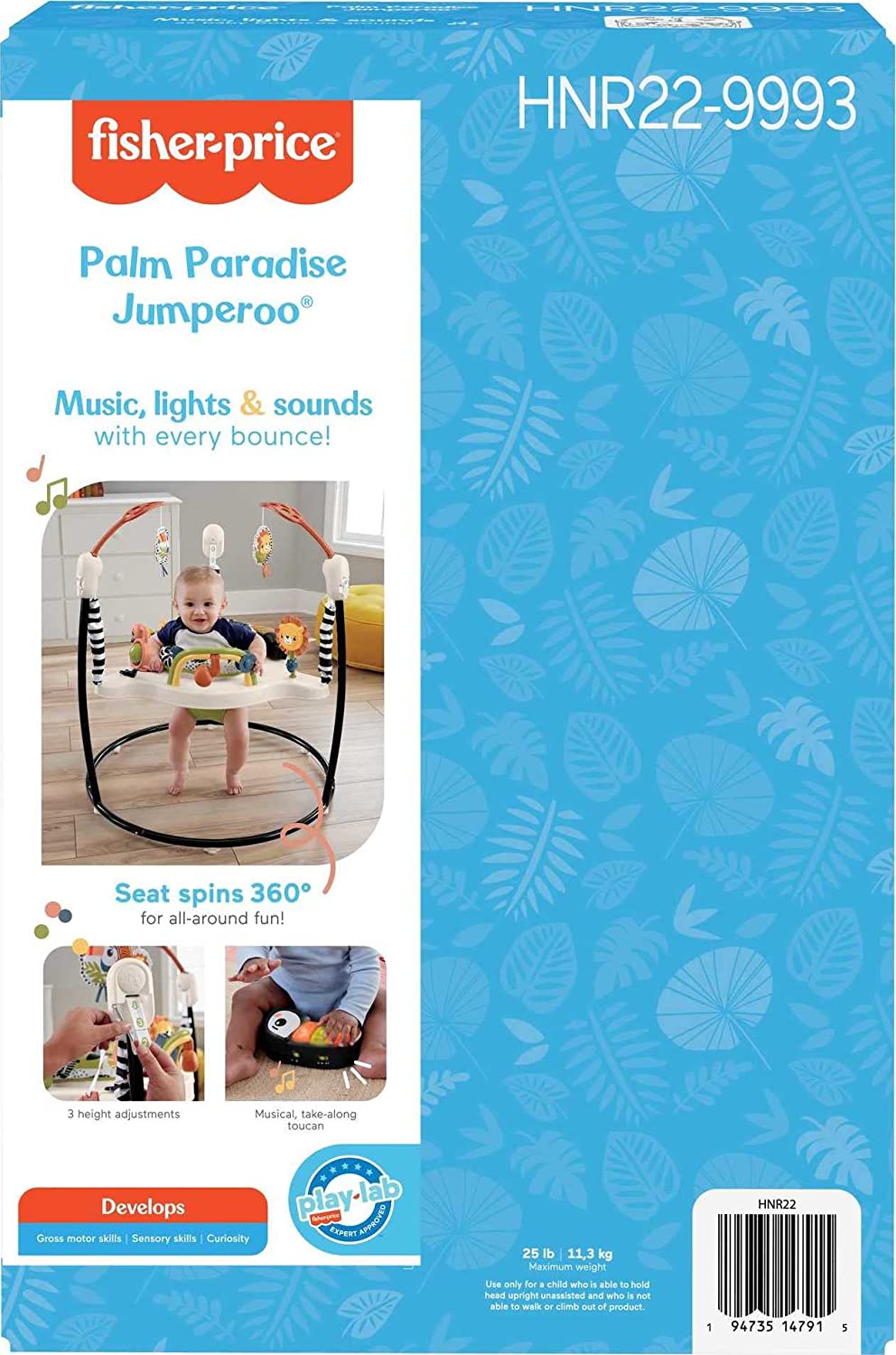 Fisher-Price Baby Bouncer Animal Activity Jumperoo With Music Lights Sounds And Developmental Toys For Infants