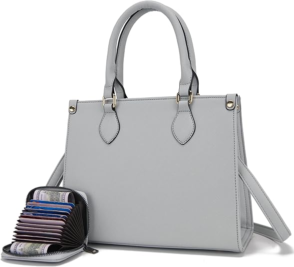 Qiyuer Medium Handbags For Women Vegan Leather Purses Set Satchel Tote Bags With Matching Wallet 2pcs