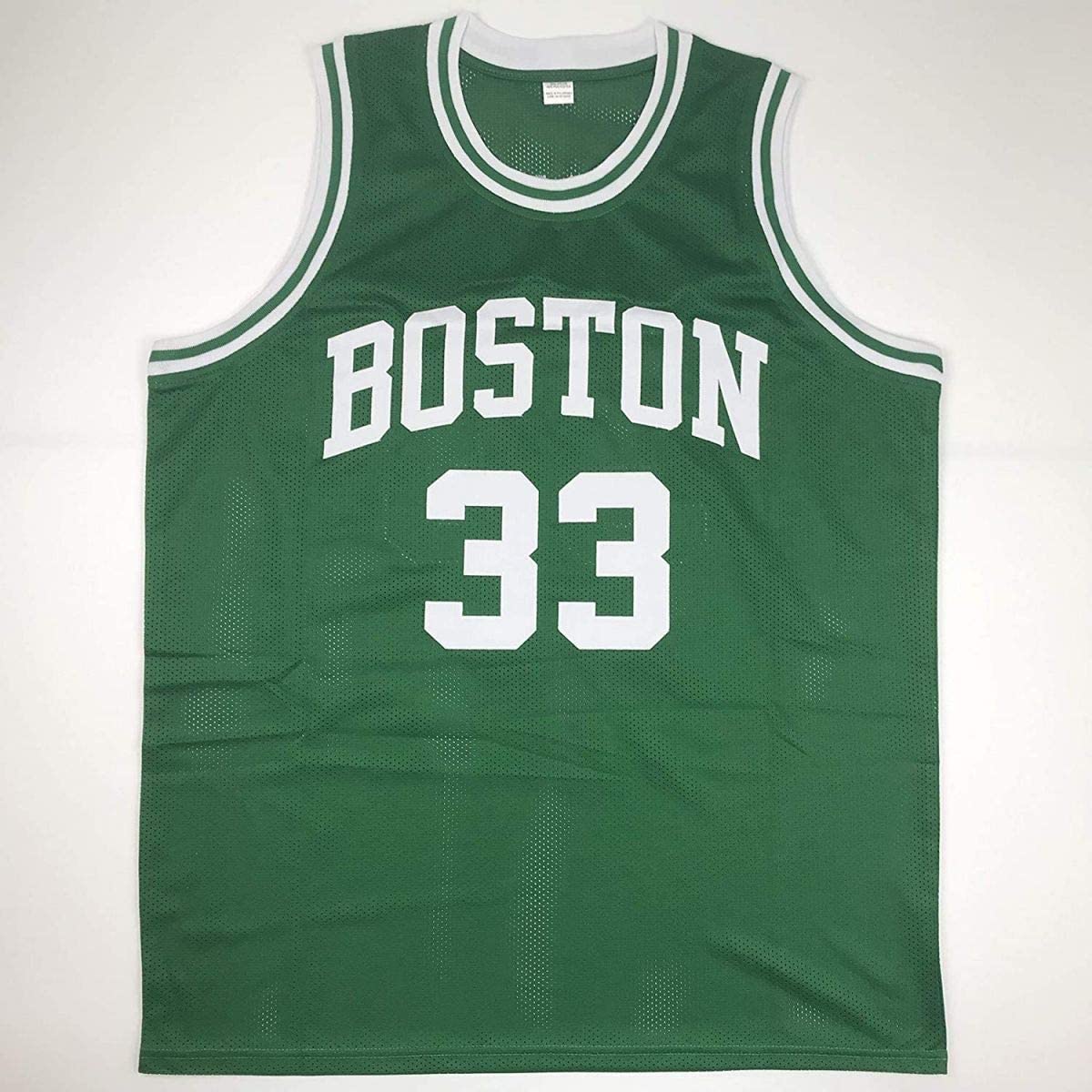 Autographed/Signed Larry Bird Boston Green Basketball Jersey Beckett BAS COA