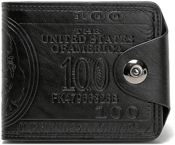 New Men's US Dollar Wallet Bill Money Bifold Safe Purse With Magnetic Buckle (Black)