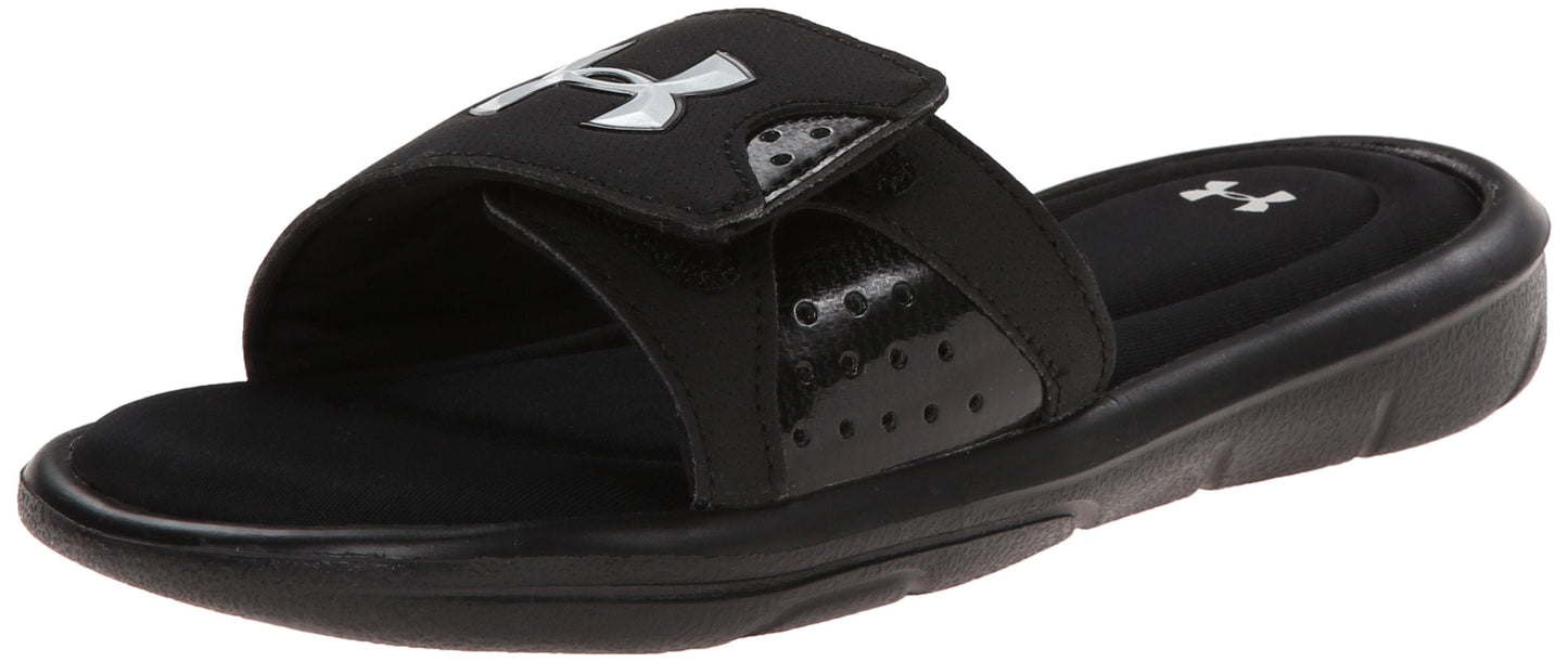 Under Armour Ignite IV Slide Sandal, Black (001)/White, 12 US Unisex Little Kid