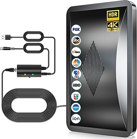 2025 Upgraded TV Antenna Up 2200+ Miles Range, Digital Best Antenna for Smart Tv Indoor/Outdoor 4k Local Channels, Amplified HDTV Antenna Long Range with Amplifier Signal Booster/Thick Coaxial Cable